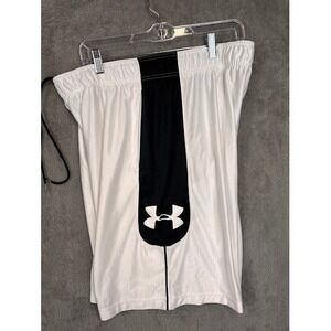 Under Armour Men Loose Fit Heatgear Athletic Shorts White Black XL